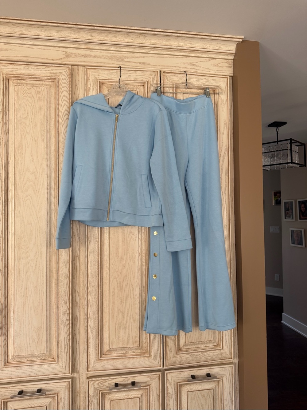 Boston Proper Luxe Lounge Zip Up and Pant with Snap Detail Set